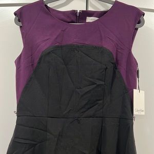 NWT Calvin Klein Plum Purple Eggplant Black Colorblock Dress 6